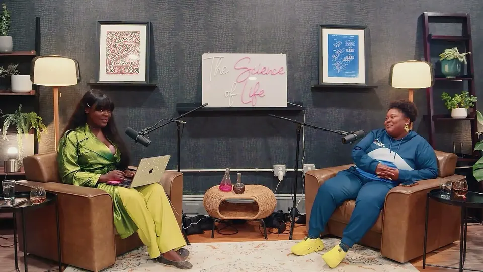 Dr. Raven Baxter and Dr. Tiara Moore in the studio, episode 3